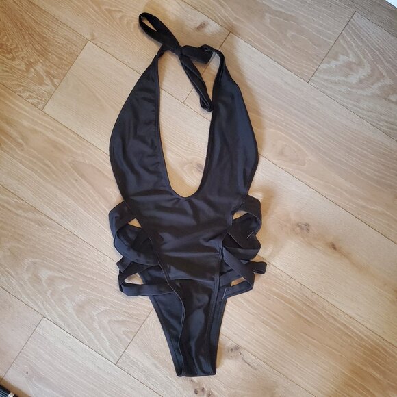 Other - Black Halter Monokini with Side Cut Outs | Medium